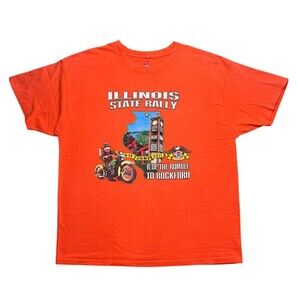 Illinois State Rally Ride The Rumble Rockford Graphic Tee Orange XL